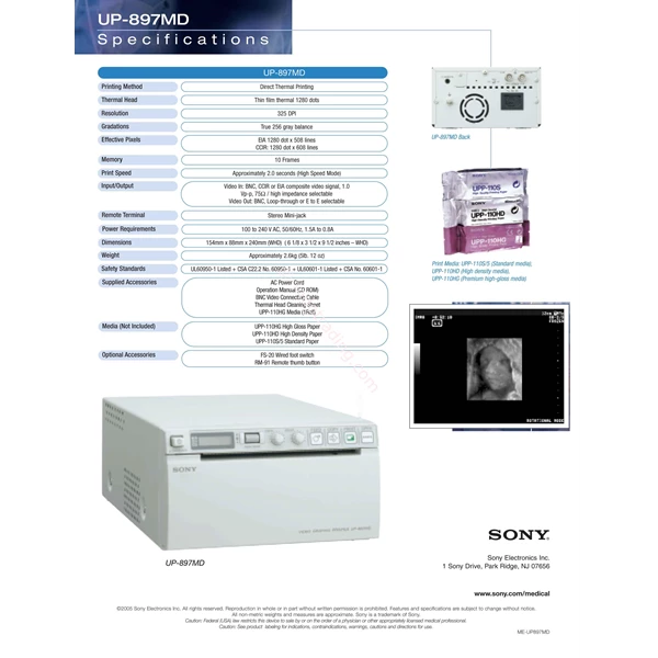 Peralatan Medis Lainnya Scanner USG Printer Usg  Sony Up 897 Md
